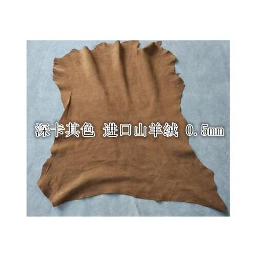 High quality deep khakit sheepskin suede genuine leather material making clothing skin
