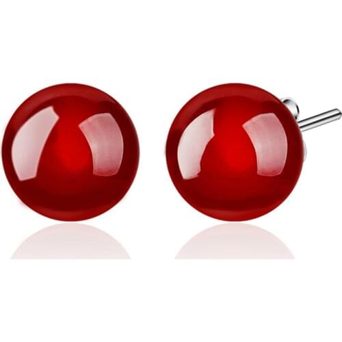 925 Sterling Silver Natural Onyx Stud Earrings For Women Casual Style Girl Earings Personality Jewelry