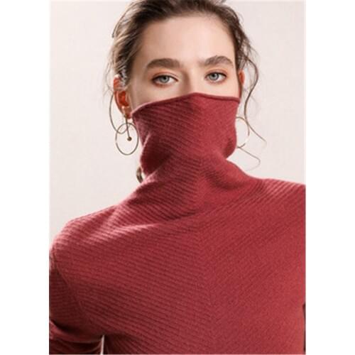 New arrival pure goat cashmere knit women fashion turtleneck pullover sweater solid color S-3XL retail wholesale
