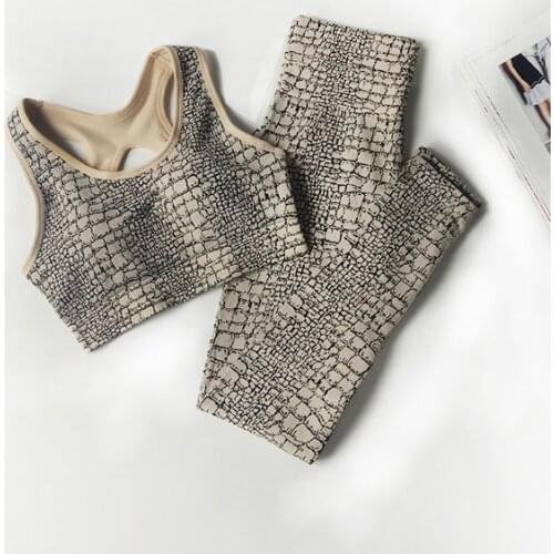 Seamless Women Yoga Set Ladies Sports Bra Crop Top Leggings 2Pcs Active Suit GYM Clothing Fitness Workout Sportwear