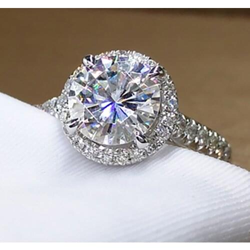 14K Au585 White Gold Ring Women Wedding Party Engagement Ring 1 2 3 4 5 Carat Round Moissanite Diamond Ring Trendy Cute Romantic