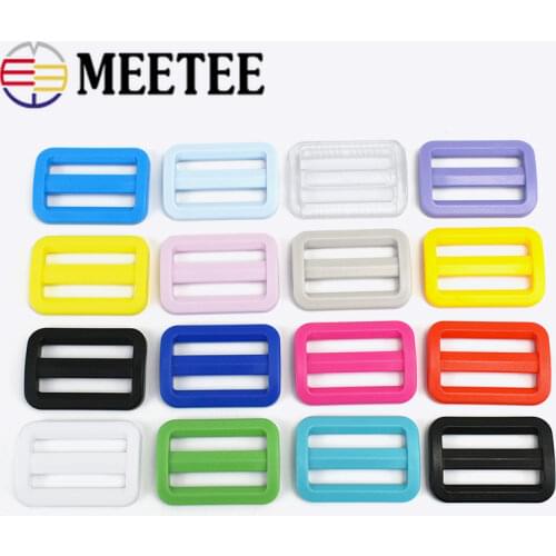 20pcs Meetee 25mm Plastic Curved Tri-Glide Slider Adjustable PP Ring Buckle Outdoor Backpack Strap Dog Collar Accessory AP378