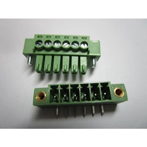 200 pcs With Embossmen Angle 6pin/way Pitch 3.81mm Screw Terminal Block Connector Green Color Pluggable Type with angle pin
