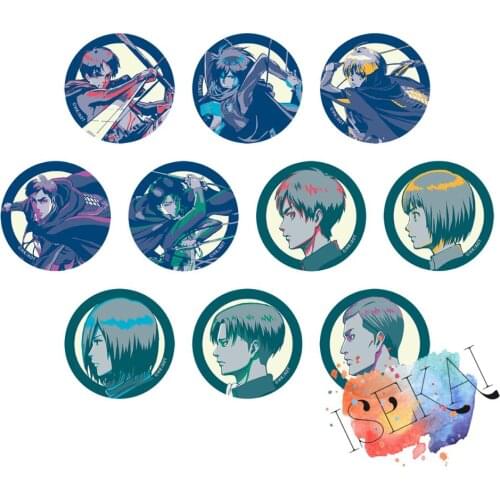 Attack on Titan Anime Badge Eren Jaeger Levi Mikasa Ackerman Armin Arlelt Erwin Smith Metal Badge Brooch Pins