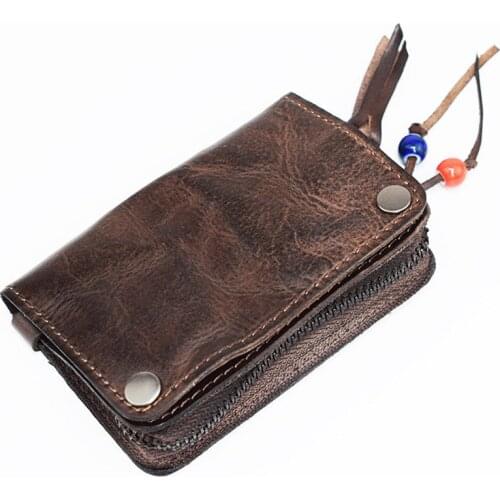 GUMST Genuine Cow Leather Key Wallet Holder Men Cowhide Zipper Car Key Bag Case Card Holders Coin Purse Organizer Housekeeper