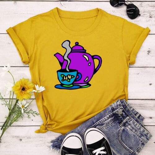 Tea Set Women Tops Summer Tops Graphic Tees Women T-shirt Clothes Girl T Shirt TX8273