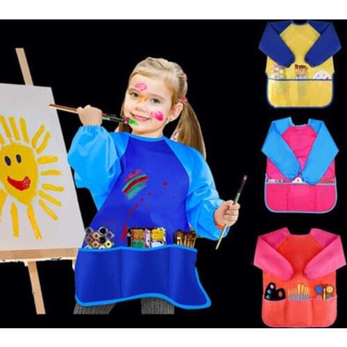 1pc Kids Apron for Painting School Smock for Painting Boys and Girls Portable Long Sleeve Waterproof Child Art Apron