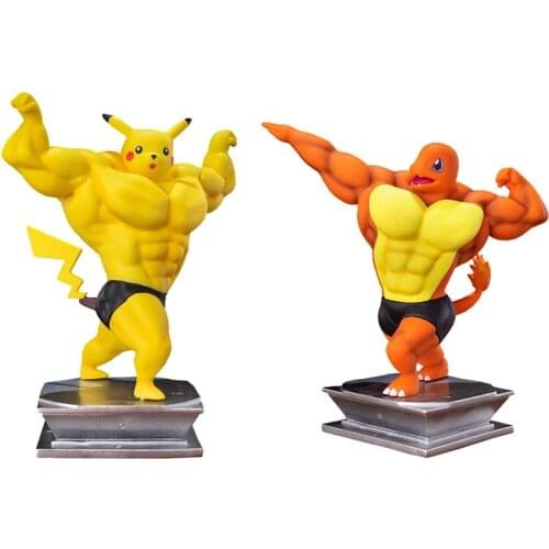Pokemon figures 18cm GK Muscle Pikachu Squirtle Psyduck Action Figure Model Bodybuilding Toy Muscle Pokemon Funny Toy Model