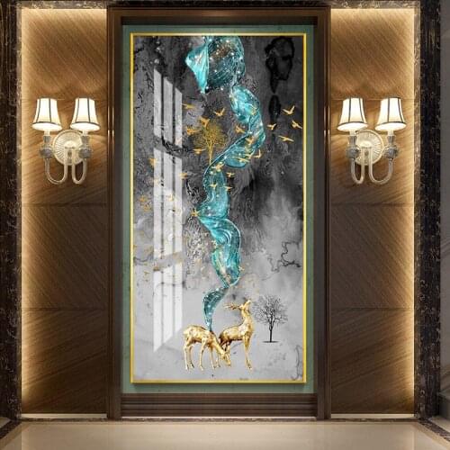 Elk 5D Crystal Porcelain Painting Diamond inlay Bird Painting For Living room High-grade Home Decoration Wall pictures
