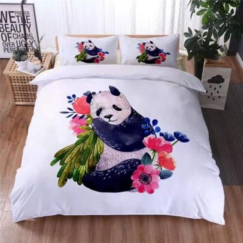 Cartoon Panda Bed linen set 3D printing kids duvet set Kawaii Bedding set with pillowcase Best gifts for children