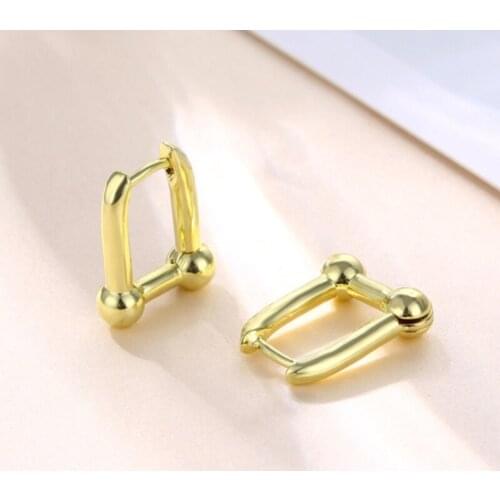 Korean Gold Color Geometric Small Hoop Earrings for Women Fashion Cute Punk Charm Square Earrings Minimalist Jewelry Brincos