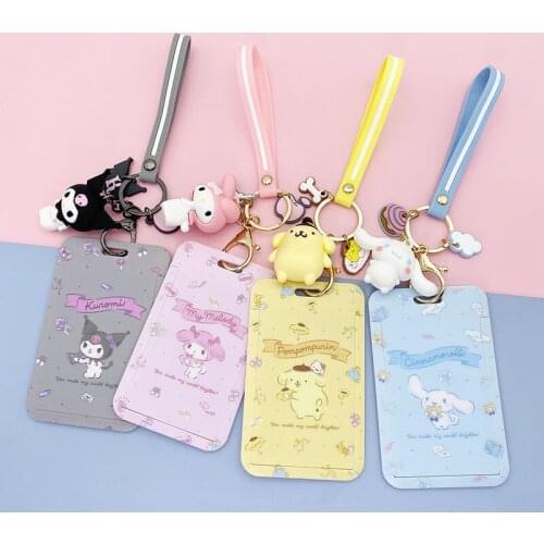 Hello Kitty bus Card Holder Cartoon girl coin purse Student Meal Card Holder Campus with Lanyard Certificate Holder Melody