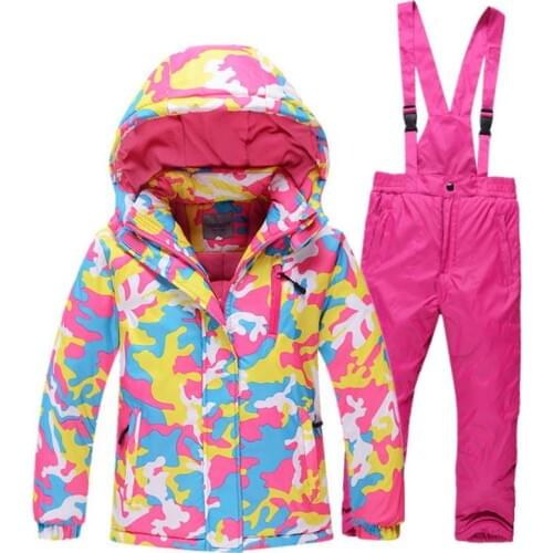 Mounchain Boys/Girls Ski Suit Waterproof Pants+Jacket Set Winter Sports Thickened Clothes