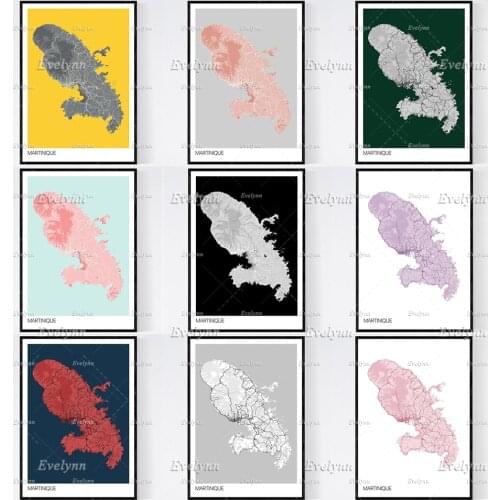 Martinique, Island Map Art Print - Many Styles - Scandi Vintage / Wall Art Modular Pictures Canvas Modern Home Decor Posters