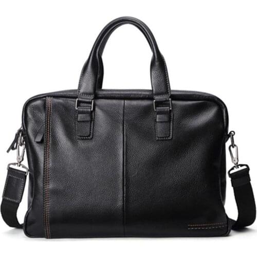 Fashion Large Capacity Business Bag Black Male Shoulder Laptop Bag 2021 New Natural Cowskin 100% Genuine Leather Mens Briefcase