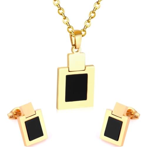 LUXUKISSKIDS Fashion Jewellery Set Stainless Steel Earring Necklace Dubai Wedding Bridal Jewelry sets For Women Girl Accessories