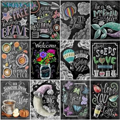 SDOYUNO Oil Painting By Numbers DIY Paint By Numbers On Canvas Frameless Letter 60x75cm Blackboard Hand Painting Home Decor