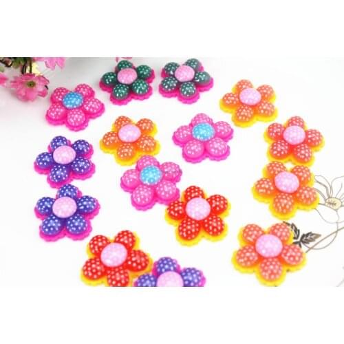 Set of 50pcs assorted big polka dot sun flower resin flatback decoden cabochons 29 Cell phone decor, hair accessory DIY sz0929