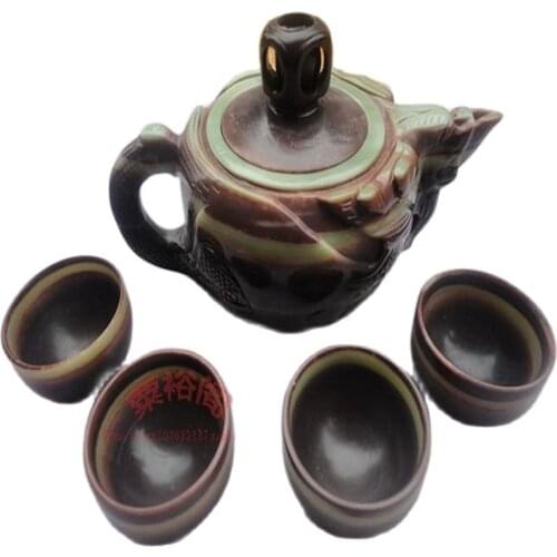 Natural Purple Garment Jade Gift Kungfu Teaware Tea Cup Set Wine Pot