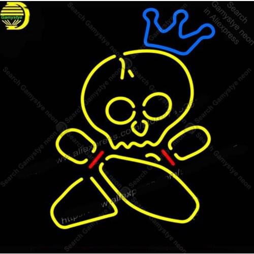 Bowl Neon Sign skull Neon Bulb Handcrafted Recreation Room Bar Pub Wall Iconic Sign light Neon Art Sign Beer game room 19x15