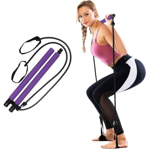 New Fitness Yoga Pilates Bar Kit Stick Crossfit Resistance Bands Trainer Yoga Pull Rods Pull Rope Portable Home Gym Body Workout