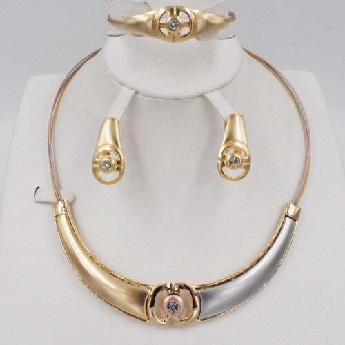 Necklace Earrings Dubai Jewelry Sets For Wedding Dress, Bridesmaids, Brides, Party or Prom Rose Gold 2019