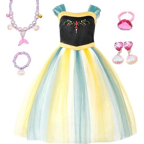 Anna dress for Princess Costume Kids Halloween Clothes Children Birthday Carnival Fancy Party Disguise Clothes Summerand Autumn