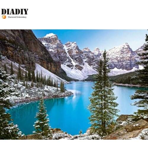 Full round diamond 5D DIY diamond embroidery Mountain Lake landscape diamond painting Cross Stitch Rhinestone mosaic decor d