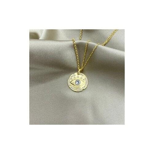 Gold Plated Eye Detailed Locket Necklace