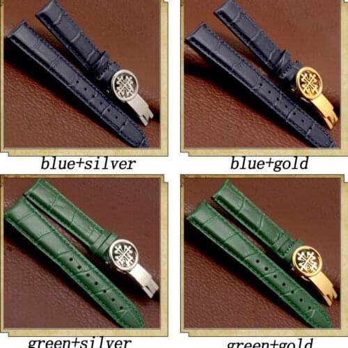 Genuine Leather Strap FOR PP CALATRAVA / Complications Timing Collection for Mens Bracelet Folding Buckle Black Blue watchband