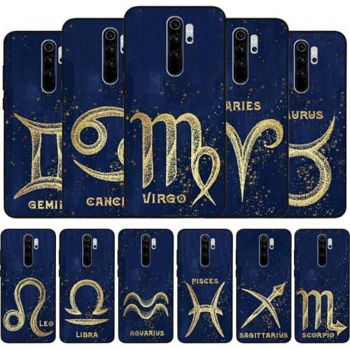 Zodiac Signs black soft silicone Luxury Phone Case For Redmi note 9 8 7 Pro S 8T 7A TPU protection Cover shell