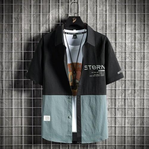 Casual Polo Shirts Men Blouse Short Sleeve Plaid Shirt Contrast Color Shorts Clothing Summer Business Fashion Tops Coat Tees