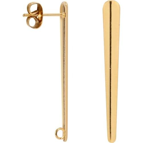 20pcs/lot Gold Tone Stud Posts Earrings with Open Jump Ring 4*35mm
