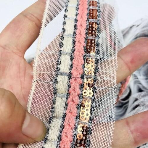 1Yards Embroidery Curtain Net Yarn Sequin Lace Sequin Side Accessory Lace Bag Shoes DIY Accessories