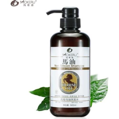 Mokeru 500ml Natural Silicone-Free Smoothing Shampoo Moisturizing Nourishing Comfort Oil Control Horse Oil Anti-dandruff Shampoo