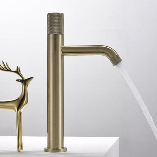 Bathroom Basin Faucet Sink Mixer Tap Hot & Cold Single Handle Deck Mounted Lavatory Crane Vessel Brushed Gold/Rose Gold