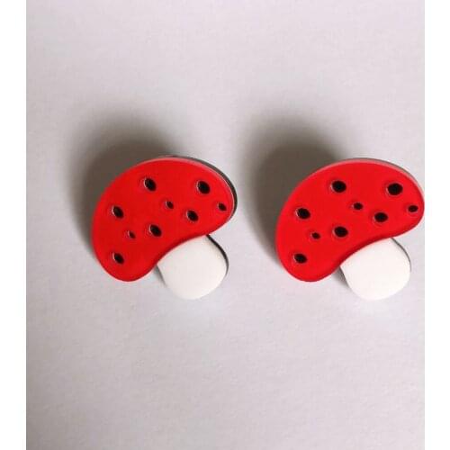Cute Cartoon Mushroom Earrings Studs Harajuku Vintage Red Acrylic Earrings for Women Fashion Jewelry Oorbellen Aesthetic New