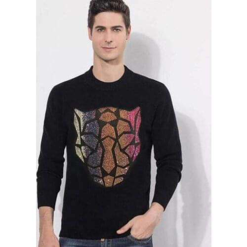 Sweaters 2021 Winter europe Style Rhinestone Sweater for Hip hop Streetwear men