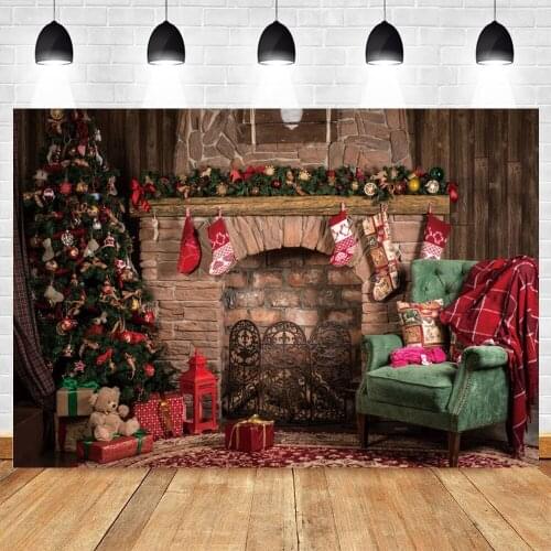 Christmas Backdrops For Photography Fireplace Sofa Room Vintage Background Photo Studio Baby Portrait Vinyl Photocall Photozone