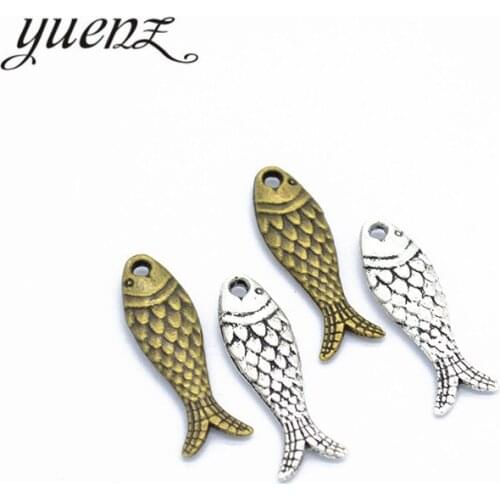 YuenZ 15 pcs 2 color Antique Silver color fish Charms Zinc Alloy necklace,earring bracelet jewelry DIY handmade 23.5*7mm D776