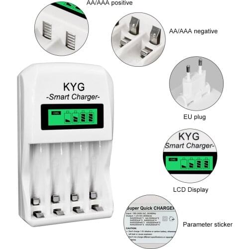Ulrea fast smart smart battery USB charger 4 slots for 1.2V AA AAA NiCd NiMh rechargeable battery LCD display fast charger