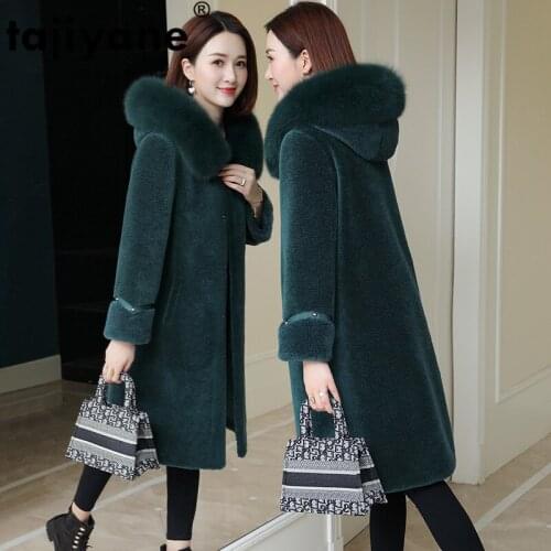 Coat Fur Real Fox Fur Collar Wool Jacket Autumn Winter Coat Women Clothes 2021 Korean Vintage Sheep Shearling Women Tops ZT3746