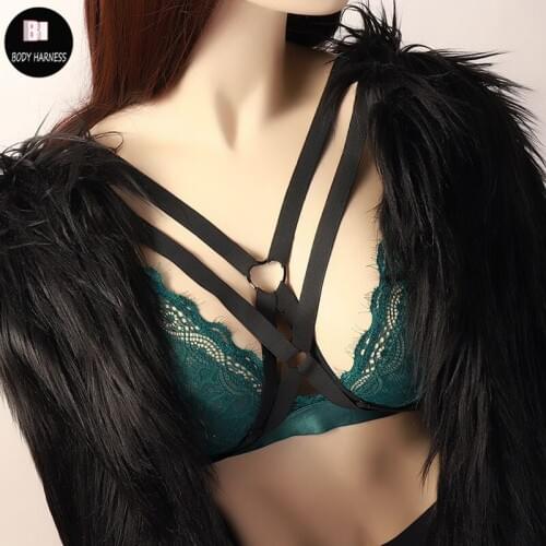 Women Black Goth Body Harness Halloween Burlesque Sexy Lingerie Fetish Cage Bra Pole Dance Rave Wear Bondage Harness Bra