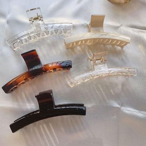 1Pc Korean Solid Big Hair Claws Elegant Transparent Plastic Hair Clips Hairpin Barrette Headwear for Women Girl Hair Accessories