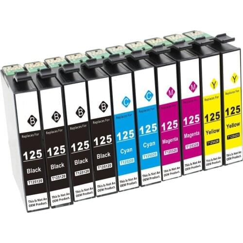 10 Pack Ink Cartridges Compatible for Epson 125 Stylus NX125 NX127 NX130 NX230 NX420 NX530 NX625 WorkForce 320 325 520 Printer