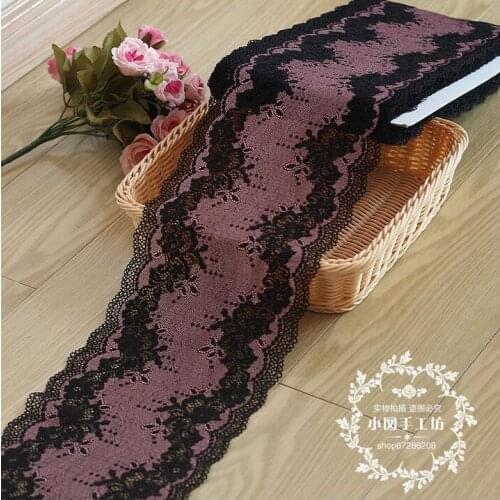3 Yards Elastic Lace Fabric diy Clothing Textiles Edge Decoration Stretch Lace Trimmings Fabric 17cm Width