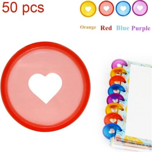 50 Pcs Candy Color Heart Disc Binding Rings for Disc Notebook Binder Rings for Happly Planner Scrapbooking Accessories 28mm