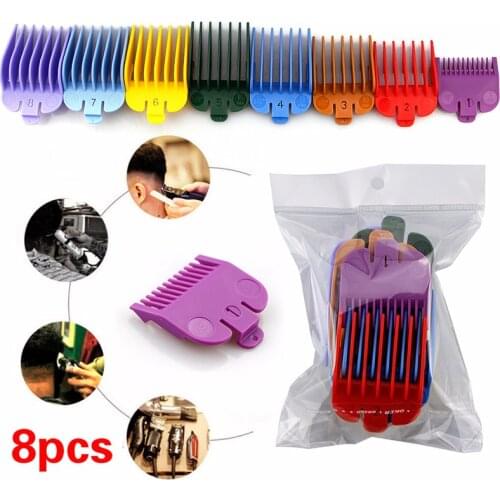 8PCS Hair Clipper Limit Comb Guide Attachment Size Barber Replacement 3/6/10/13/16/19/22/25mm #35