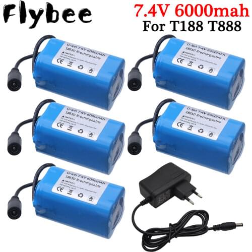 7.4V 6000mAh Battery For 2011-5 T188 T888 TH88 CF18 C18 RC Remote Control RC Fish Finder Smart Fishing Bait Boat Spare Parts 2S
