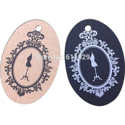 Custom clothing kraft paper tag/jewelry price tag/garment printed label/oval cardboard tag/gift packing label 1000 pcs a lot